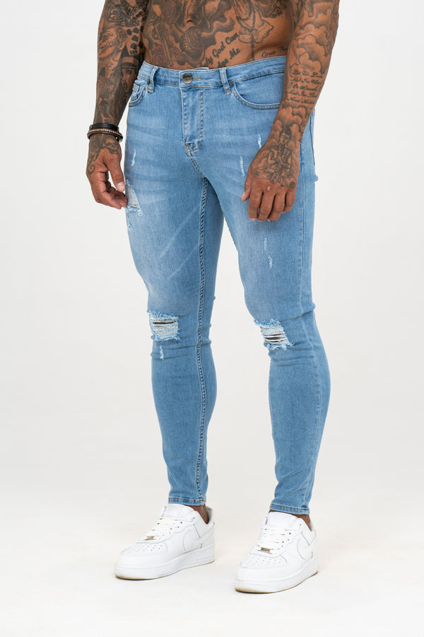 Spray on Jeans Light Blue Ripped - Emolos