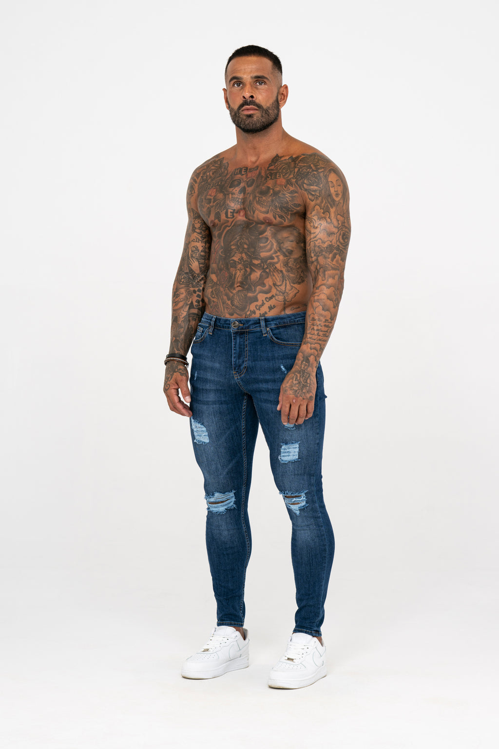 Spray on Jeans Dark Blue Ripped