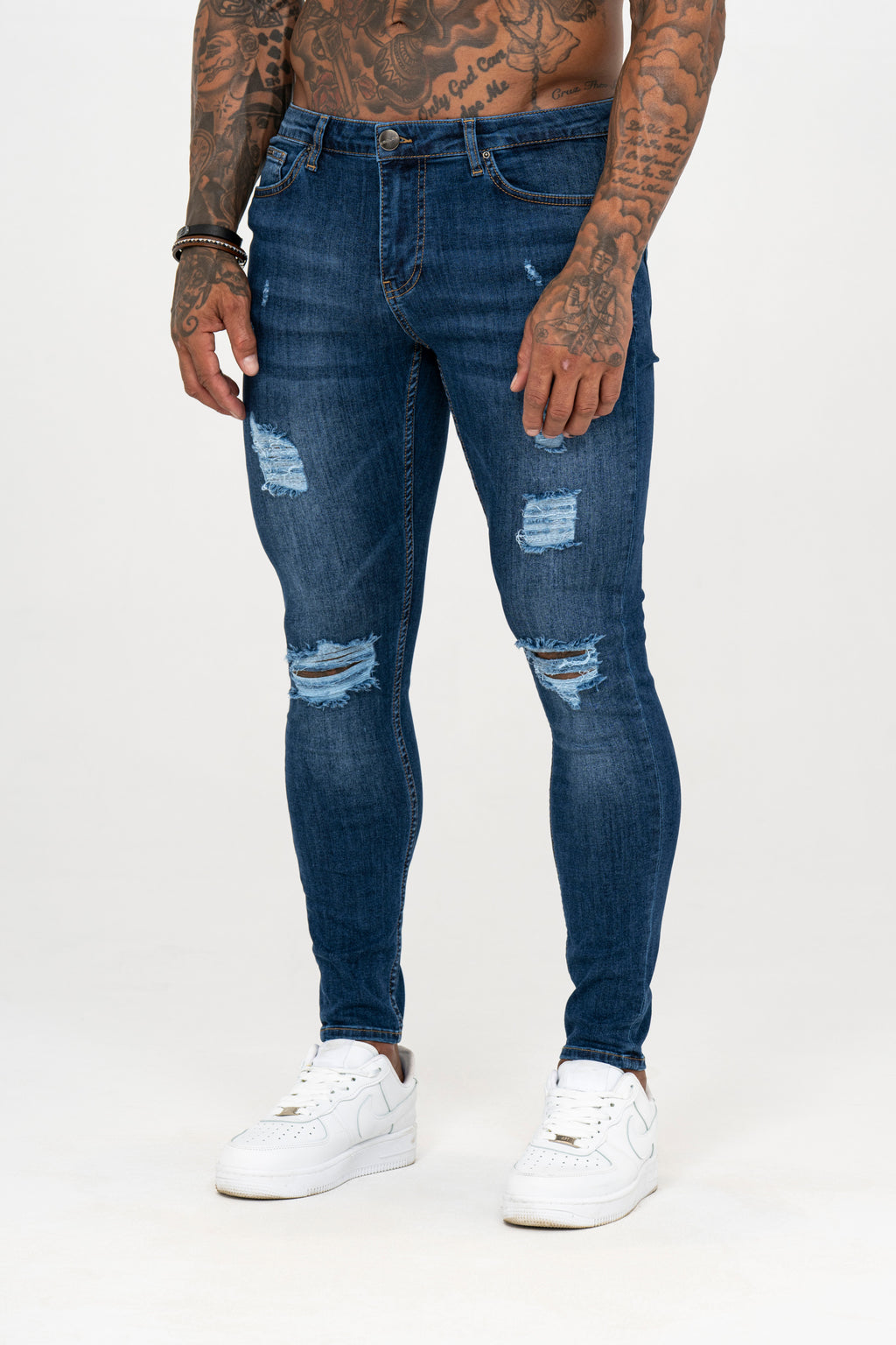 Spray on Jeans Dark Blue Ripped