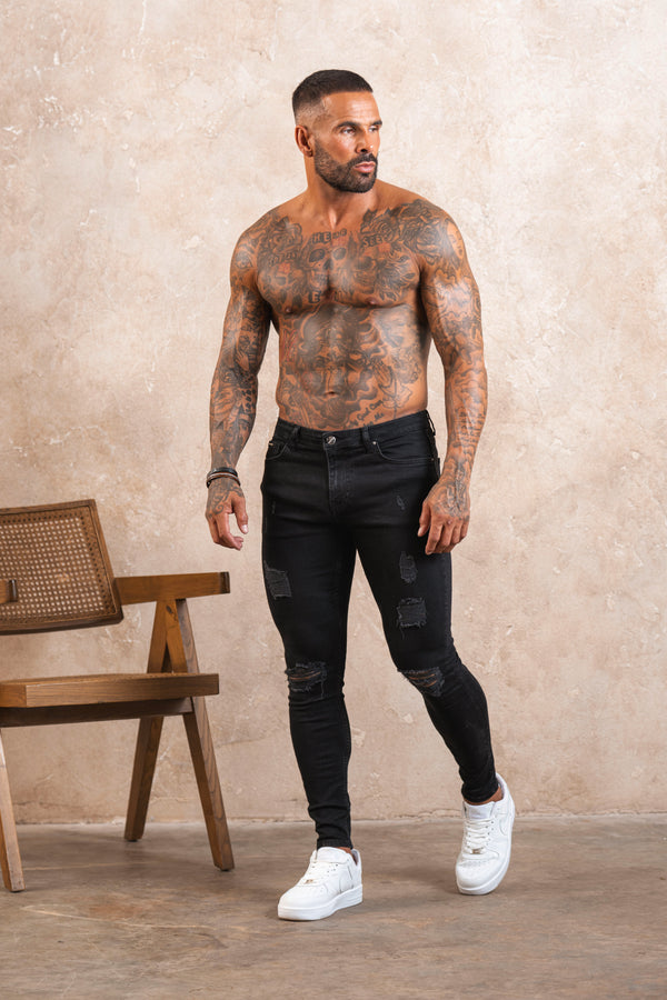 Spray on Jeans Black Ripped