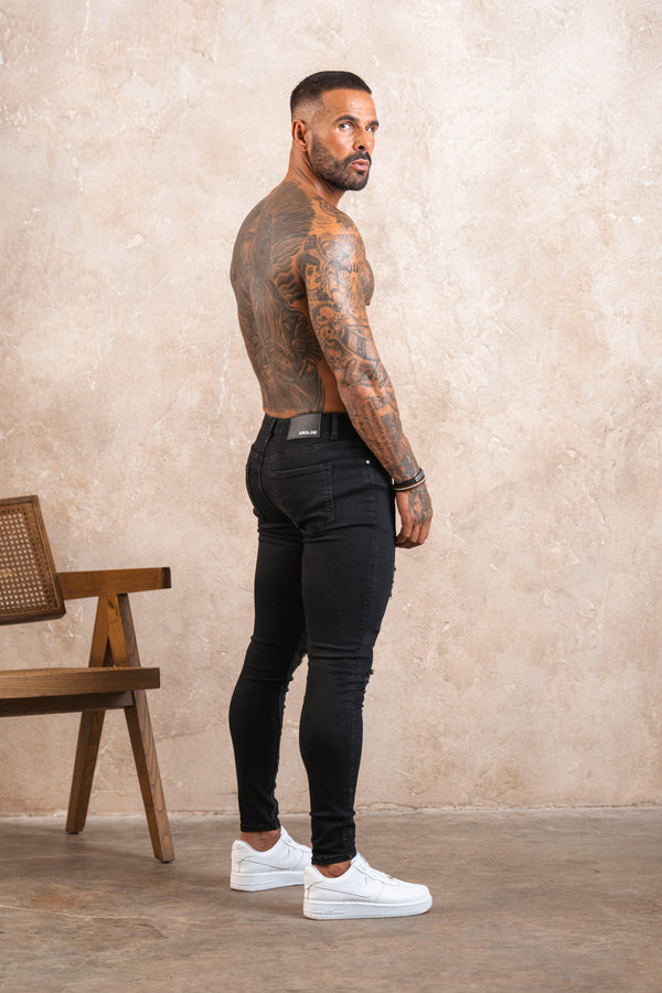 Spray on Jeans Black Ripped