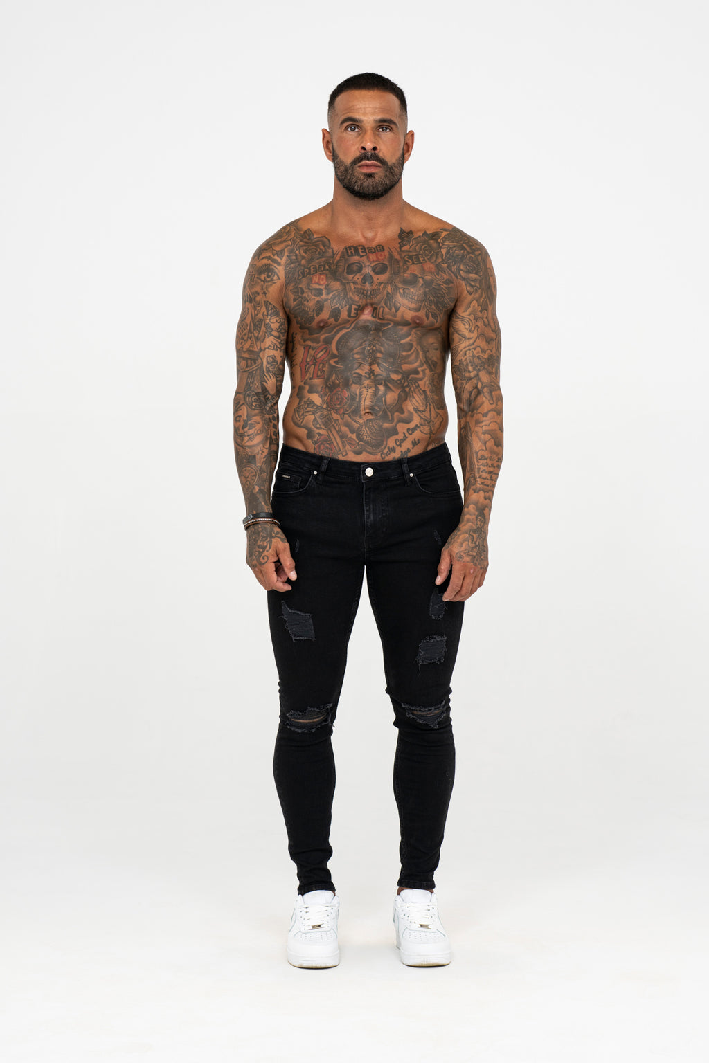 Spray on Jeans Black Ripped
