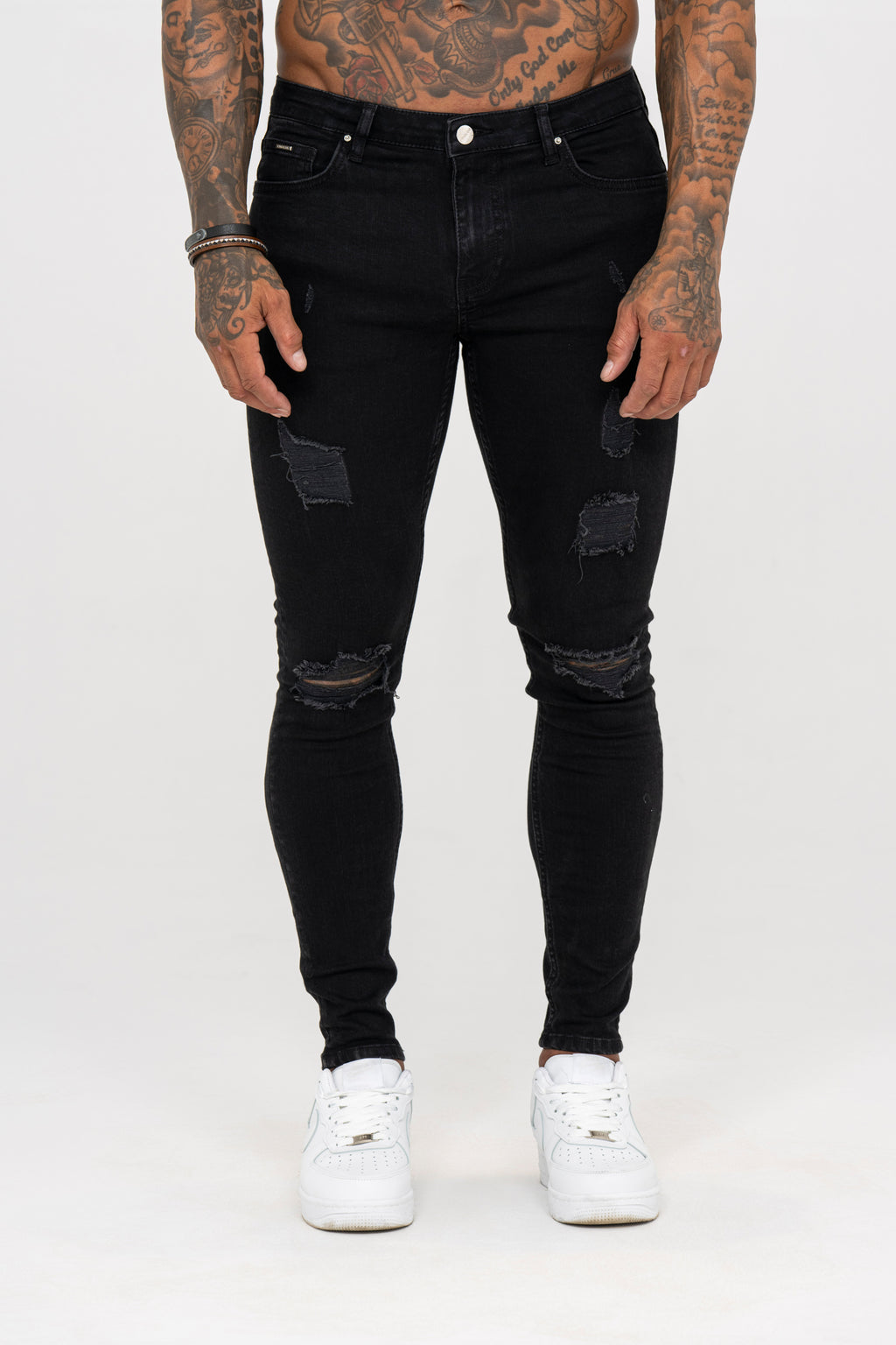 Spray on Jeans Black Ripped