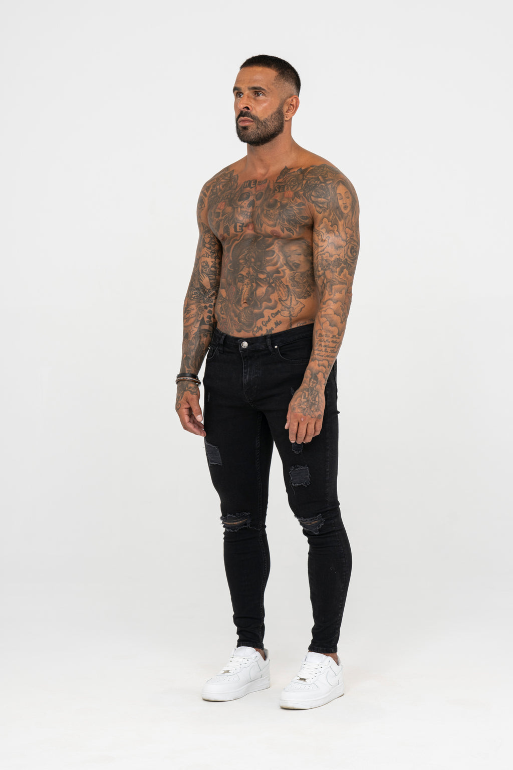 Spray on Jeans Black Ripped
