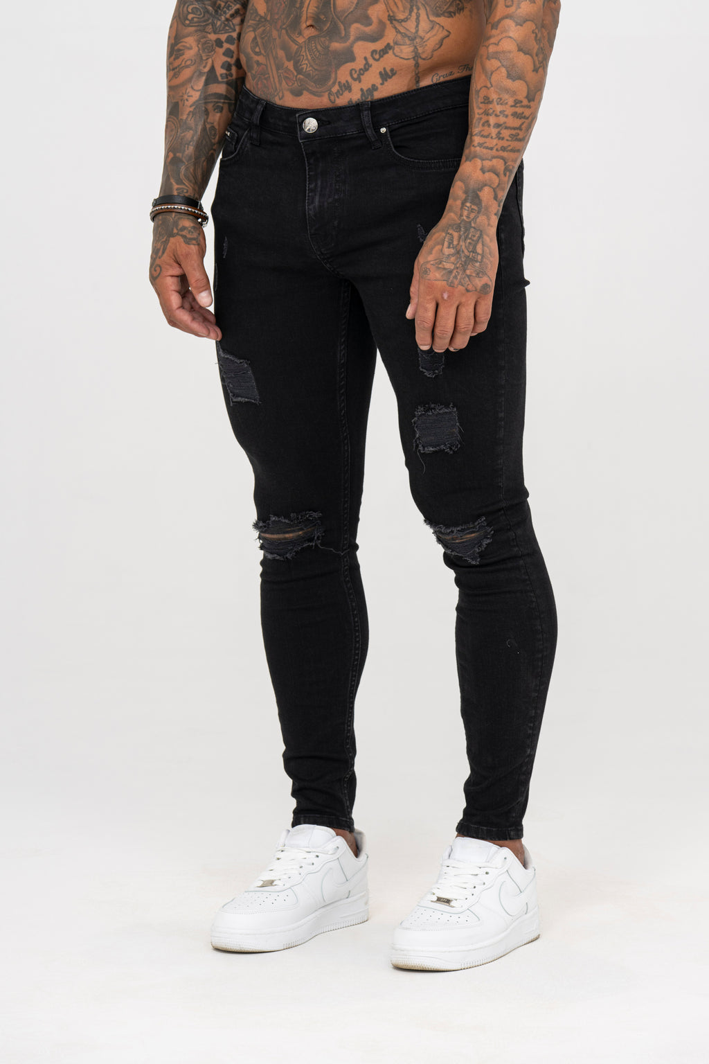 Spray on Jeans Black Ripped