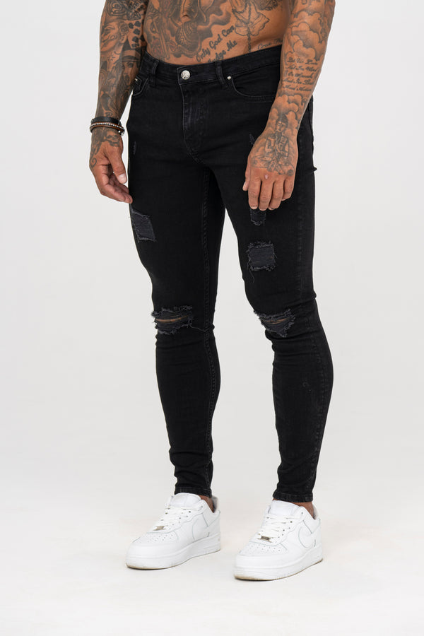 Spray on Jeans Black Ripped