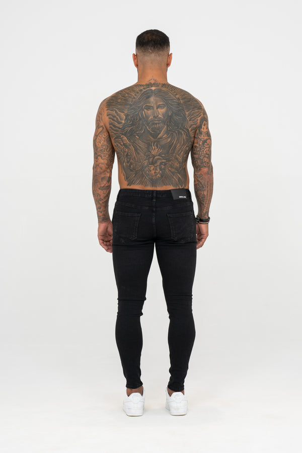 Spray on Jeans Black Ripped