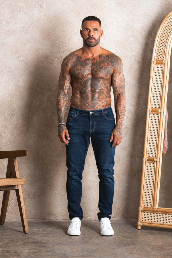 Slim Fit Jeans Washed -  Dark Blue - Emolos