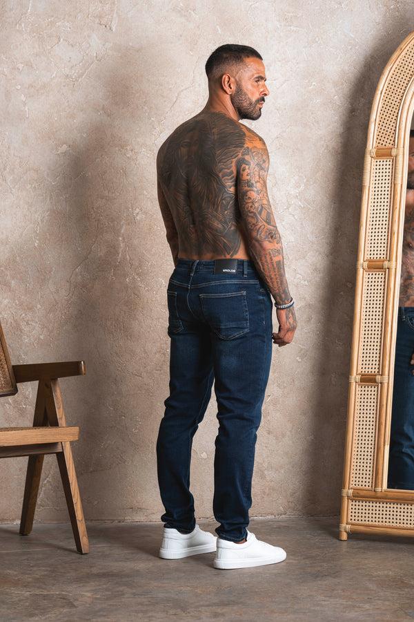 Slim Fit Jeans Washed -  Dark Blue - Emolos