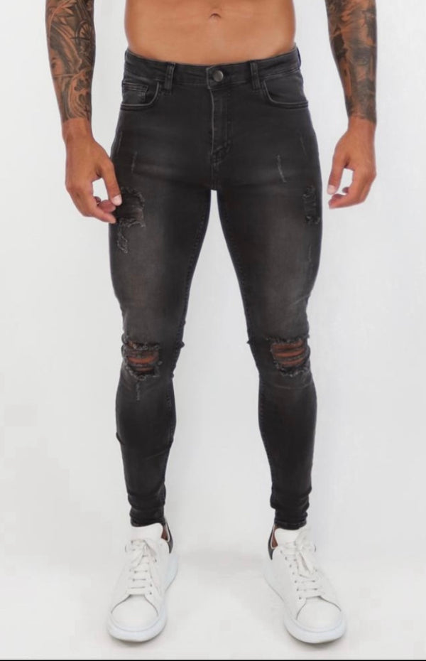 Spray on Jeans Grey Ripped - Emolos