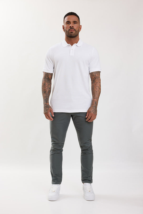 Premium Pique Polo Shirt White - Emolos