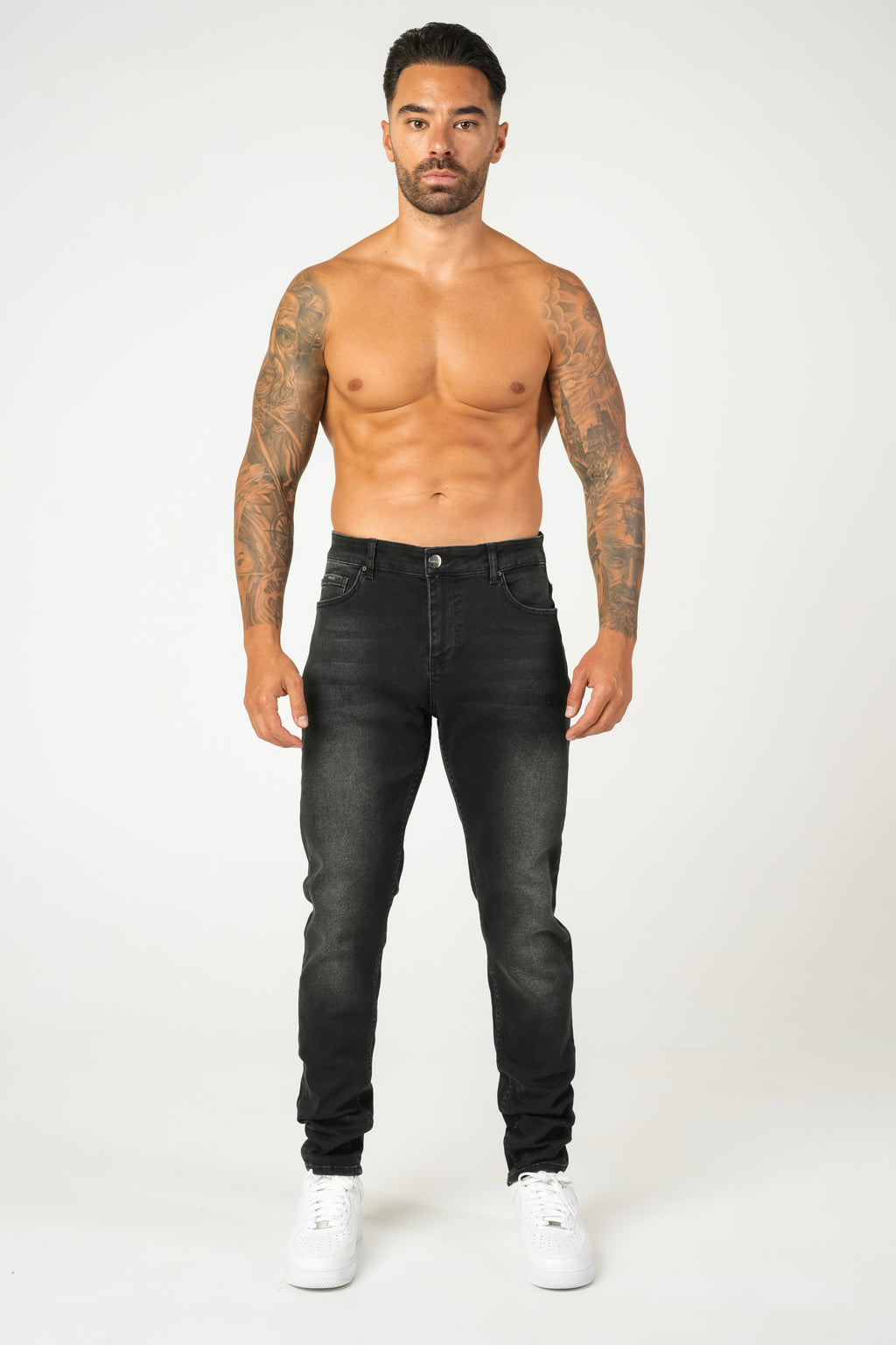 Slim Fit Jeans Washed - Grey - Emolos