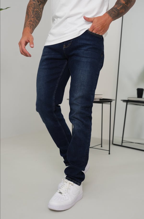 Slim Fit Jeans Washed -  Dark Blue - Emolos