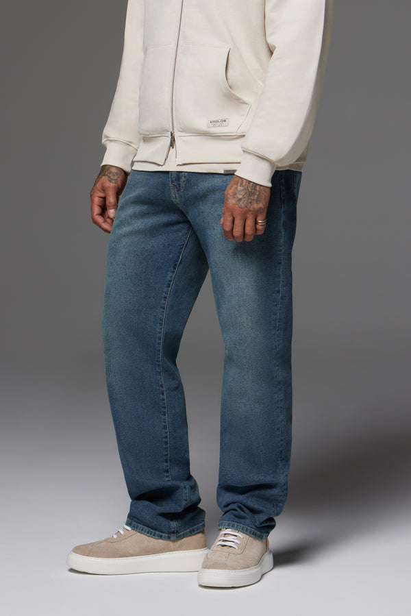 Relaxed Fit Jeans Washed Stone Blue