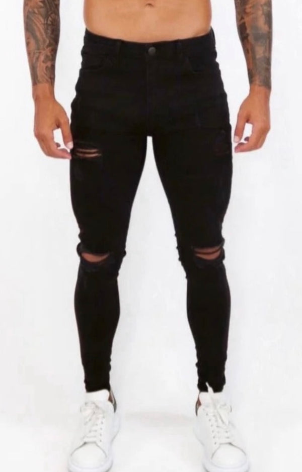 Spray on Jeans Black Ripped - Emolos