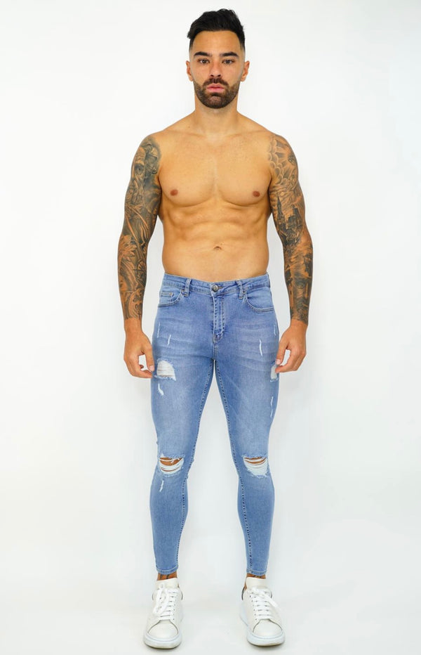 Spray on Jeans Light Blue Ripped - Emolos