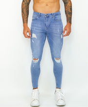 Load image into Gallery viewer, New Light Blue Spray on Jeans Repaired