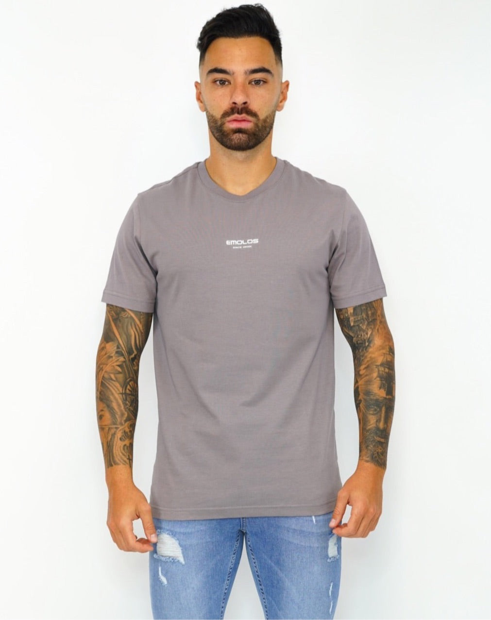 Regular Grey T-shirt  Embossed Print