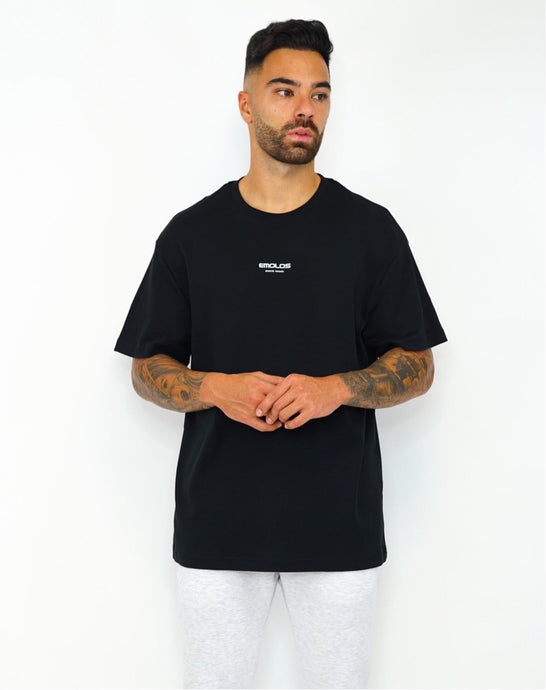 Oversize Black T-shirt Embossed Print