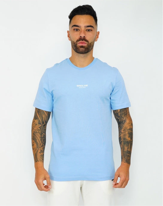 Regular Sky Blue T-shirt Embossed Print